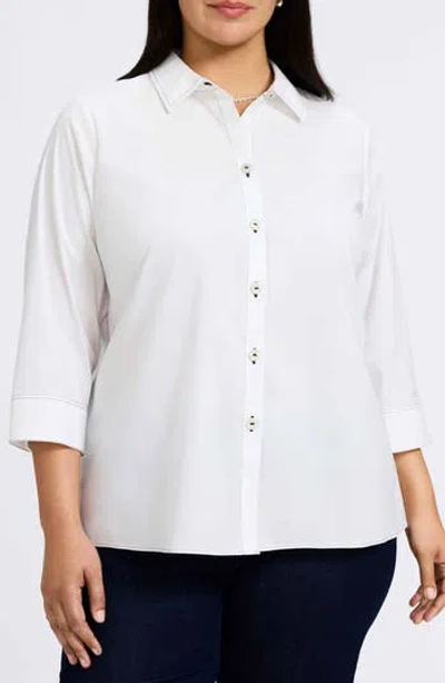 Foxcroft Kelly Button-up Shirt In White/black