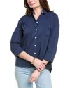Foxcroft Sandra Cotton Blend Button-up Shirt In Blue