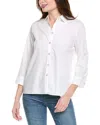 Foxcroft Margie Three-quarter Sleeve Cotton Button-up Shirt In White