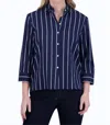 Foxcroft Kelly Stripe Button-up Shirt In Blue