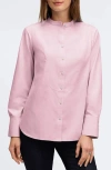 Foxcroft Kris Tux Bib Cotton Button-up Shirt In Chambray Pink