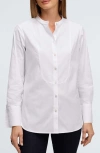 Foxcroft Kris Tux Bib Cotton Button-up Shirt In White