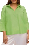 Foxcroft Lainey Button Accent Cotton Popover Top In Red