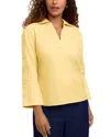 Foxcroft Lainey Button Accent Cotton Popover Top In Yellow