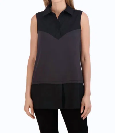 Foxcroft Layering Sleeveles Tunic Top In Black