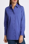 Foxcroft Layla Sateen Button-up Shirt In Lapis