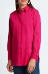 Foxcroft Layla Sateen Button-up Shirt In Ruby Pink