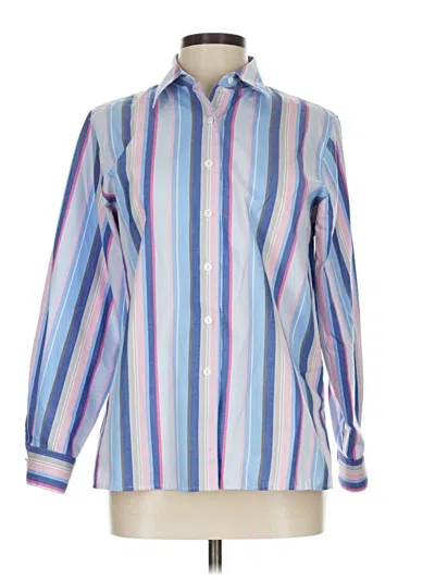 Pre-owned Foxcroft Long Sleeve Blouse In Blue