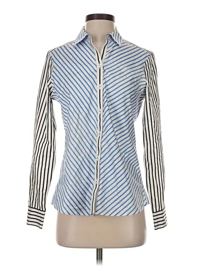 Pre-owned Foxcroft Long Sleeve Blouse In Blue