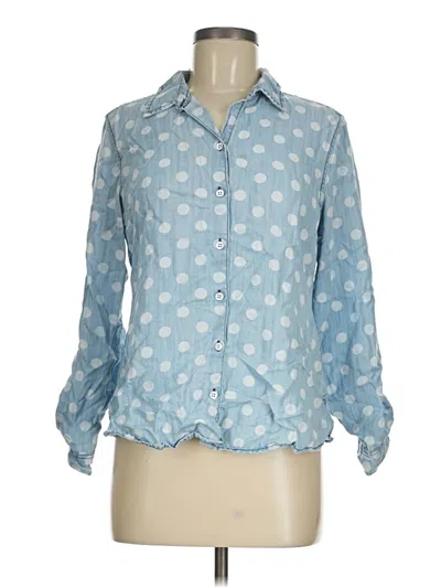 Pre-owned Foxcroft Long Sleeve Blouse In Blue