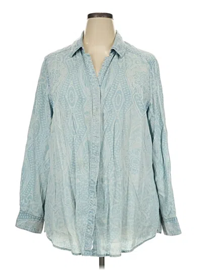 Pre-owned Foxcroft Long Sleeve Blouse In Blue