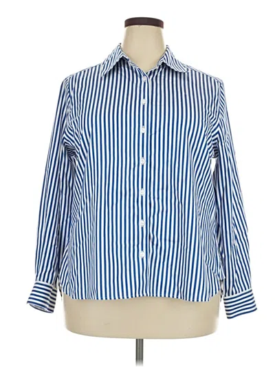 Pre-owned Foxcroft Long Sleeve Blouse In Blue