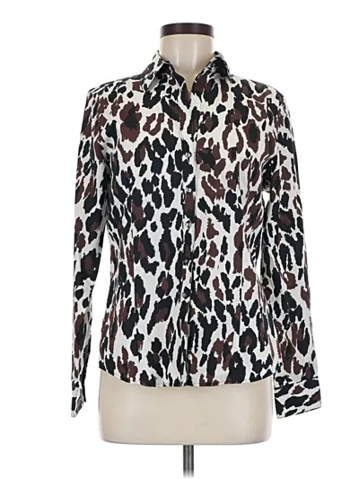 Pre-owned Foxcroft Long Sleeve Blouse In Brown