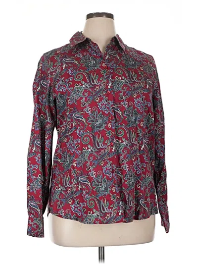 Pre-owned Foxcroft Long Sleeve Blouse In Burgundy