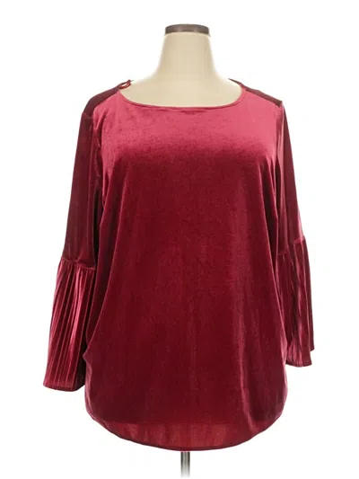 Pre-owned Foxcroft Long Sleeve Blouse In Burgundy
