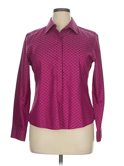 Pre-owned Foxcroft Long Sleeve Blouse In Burgundy