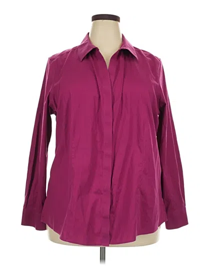 Pre-owned Foxcroft Long Sleeve Blouse In Burgundy