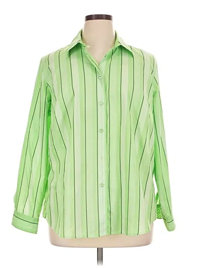 Pre-owned Foxcroft Long Sleeve Blouse In Green
