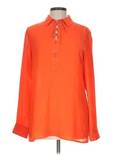 Pre-owned Foxcroft Long Sleeve Blouse In Orange