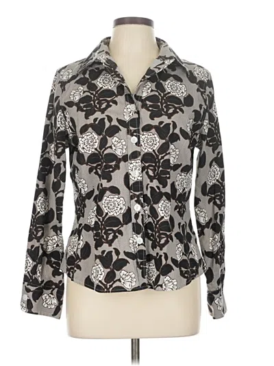 Pre-owned Foxcroft Long Sleeve Blouse In Silver