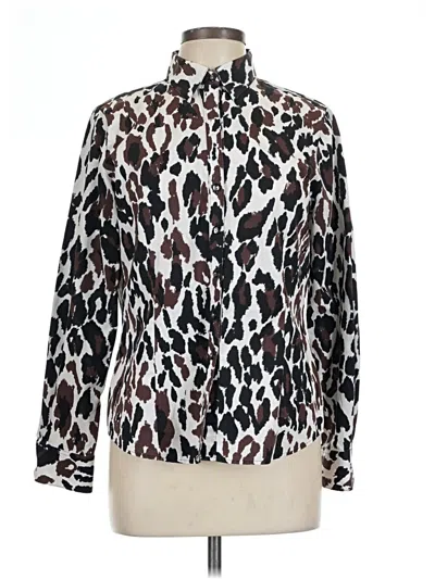 Pre-owned Foxcroft Long Sleeve Blouse In Silver