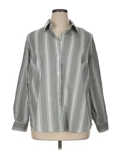 Pre-owned Foxcroft Long Sleeve Blouse In Silver