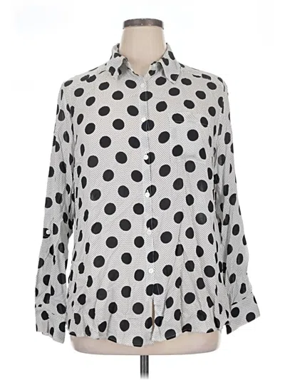 Pre-owned Foxcroft Long Sleeve Blouse In Silver