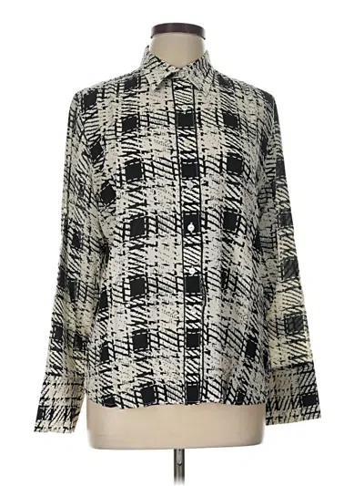 Pre-owned Foxcroft Long Sleeve Blouse In Silver