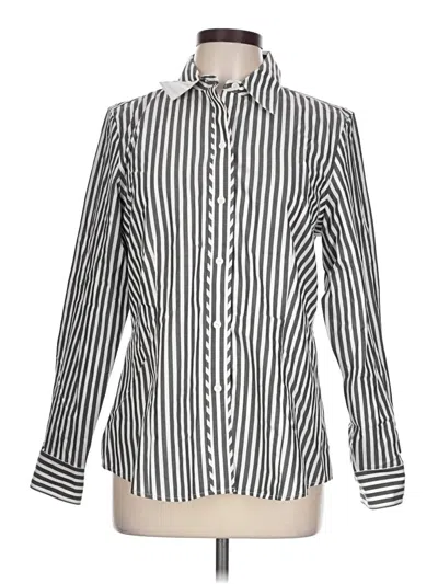 Pre-owned Foxcroft Long Sleeve Blouse In Silver