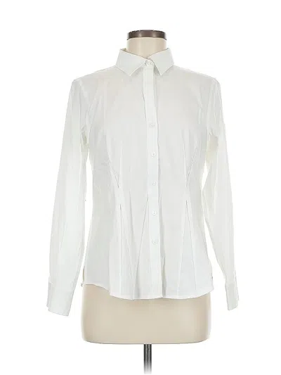 Pre-owned Foxcroft Long Sleeve Blouse In White