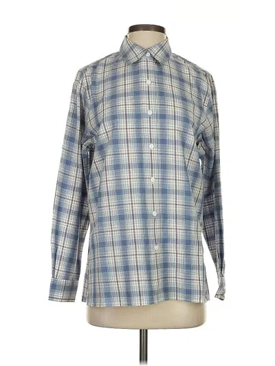 Pre-owned Foxcroft Long Sleeve Button Down Shirt In Blue