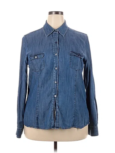 Pre-owned Foxcroft Long Sleeve Button Down Shirt In Blue