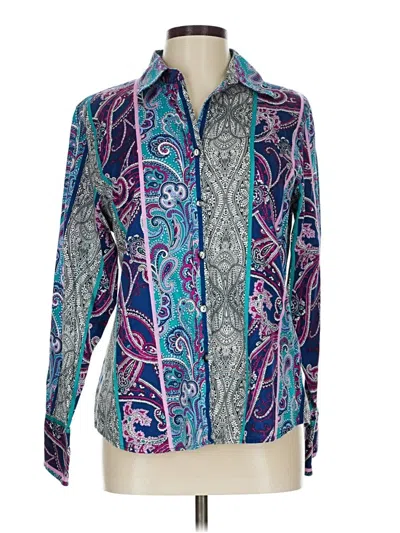 Pre-owned Foxcroft Long Sleeve Button Down Shirt In Blue