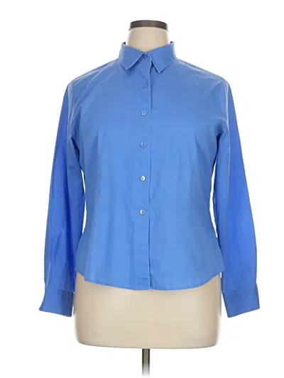 Pre-owned Foxcroft Long Sleeve Button Down Shirt In Blue
