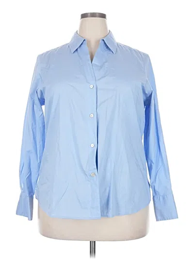 Pre-owned Foxcroft Long Sleeve Button Down Shirt In Blue