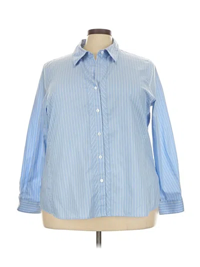Pre-owned Foxcroft Long Sleeve Button Down Shirt In Blue