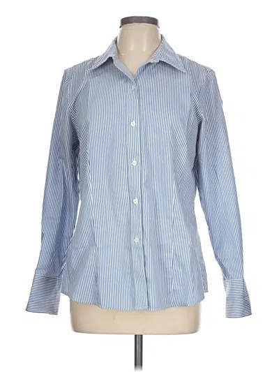 Pre-owned Foxcroft Long Sleeve Button Down Shirt In Blue