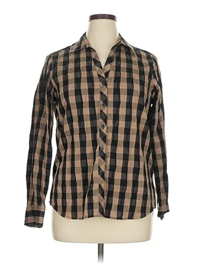 Pre-owned Foxcroft Long Sleeve Button Down Shirt In Brown