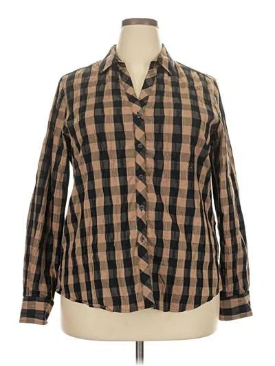 Pre-owned Foxcroft Long Sleeve Button Down Shirt In Brown