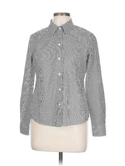 Pre-owned Foxcroft Long Sleeve Button Down Shirt In Gray