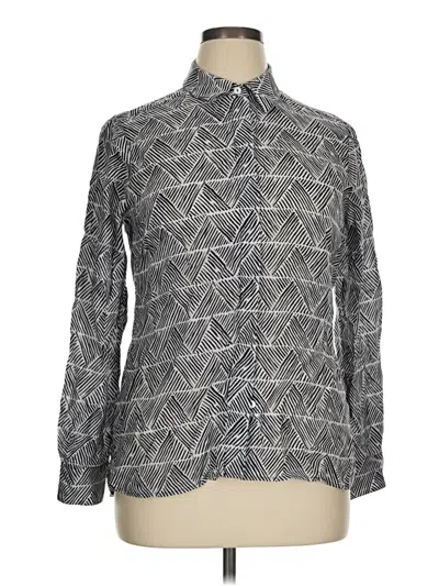 Pre-owned Foxcroft Long Sleeve Button Down Shirt In Gray