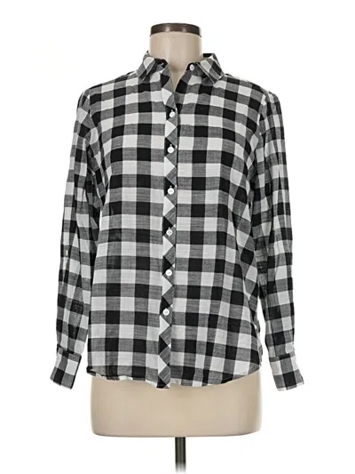 Pre-owned Foxcroft Long Sleeve Button Down Shirt In Gray