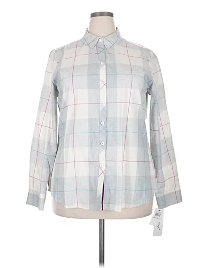 Pre-owned Foxcroft Long Sleeve Button Down Shirt In Gray