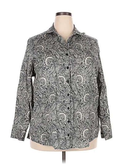 Pre-owned Foxcroft Long Sleeve Button Down Shirt In Gray