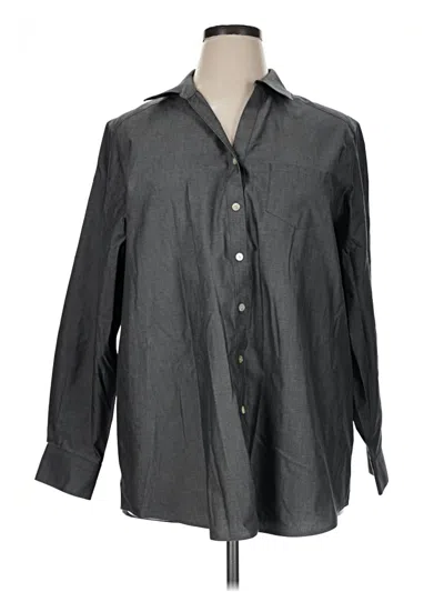 Pre-owned Foxcroft Long Sleeve Button Down Shirt In Gray