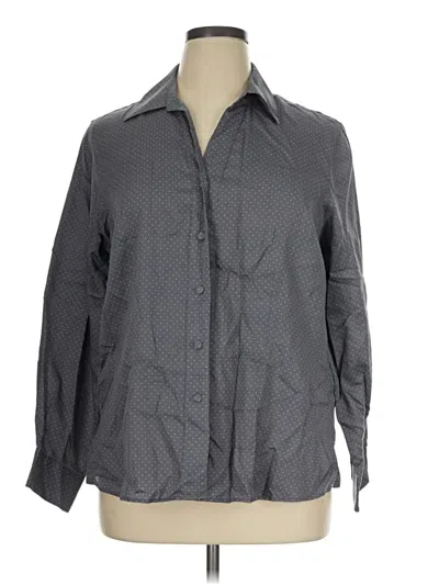 Pre-owned Foxcroft Long Sleeve Button Down Shirt In Gray