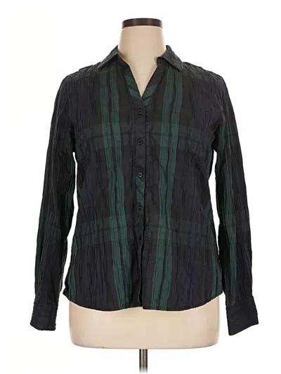 Pre-owned Foxcroft Long Sleeve Button Down Shirt In Green