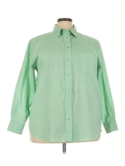 Pre-owned Foxcroft Long Sleeve Button Down Shirt In Green