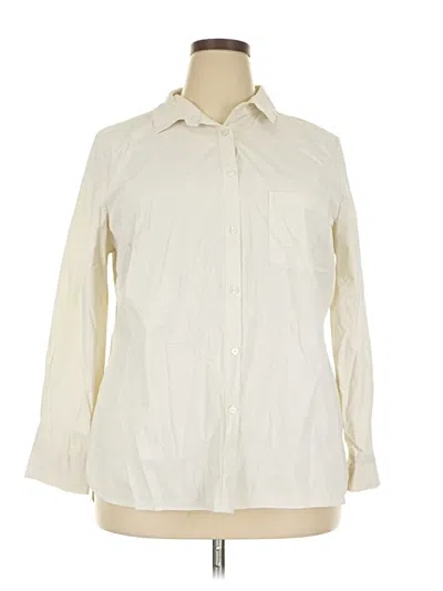 Pre-owned Foxcroft Long Sleeve Button Down Shirt In Ivory