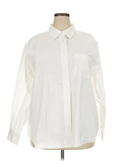 Pre-owned Foxcroft Long Sleeve Button Down Shirt In Ivory